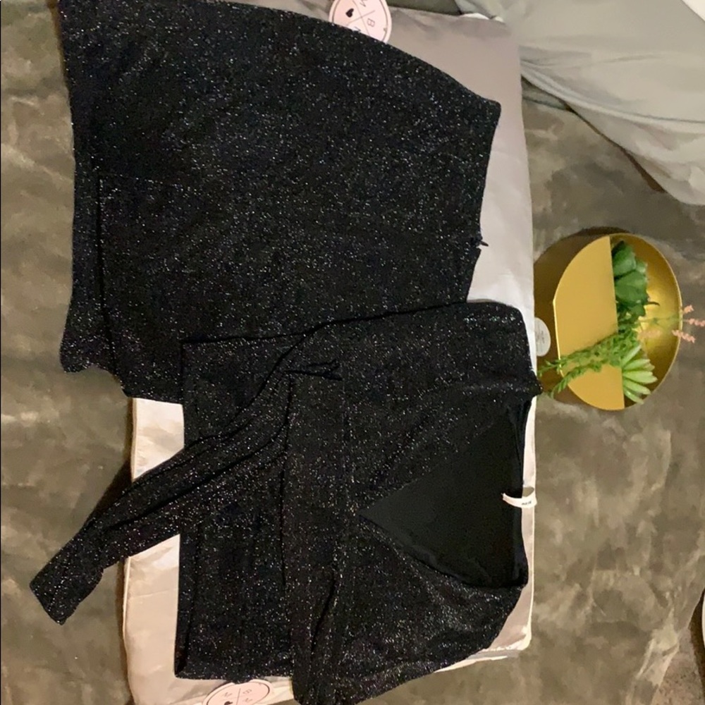 Crop top Mini outfit • black shimmer